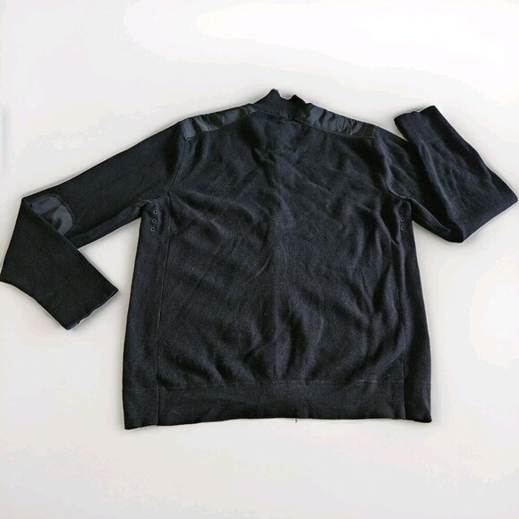 Victorinox Sweater Men XL Black Elbow Shoulder Patches Full Zip LS Commando - Picture 2 of 14